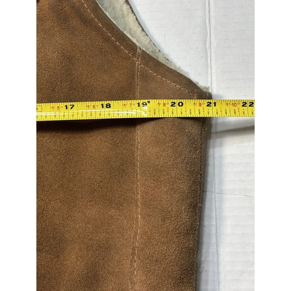 Vintage‎ Pioneer Wear Suede Leather Shearling Lined Vest Brown Western Snap 40
